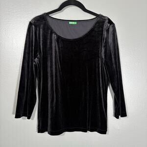 United Colors of Benetton Vintage 90s Velvet Blouse - Size Large - Goth Grunge